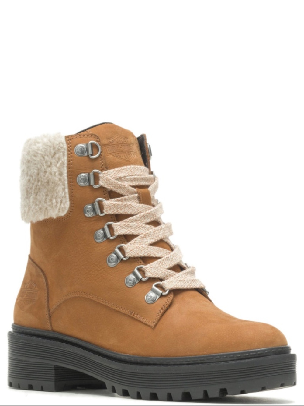 Harley Davidson Anderdon Brown Suede Leather Faux Fur Lace Up Motorcycle Boots 9